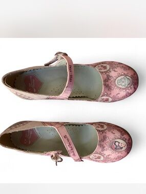 Women’s Pink Mary Jane Shoes with Vintage Print